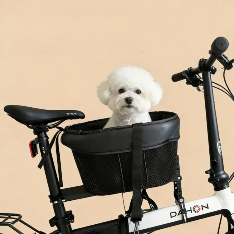 2026-new-folding-bike-black-sturdy-and-stable-pet-basket-mountain-bike-grocery-basket-road-bike-with-dog-and-cat-basket