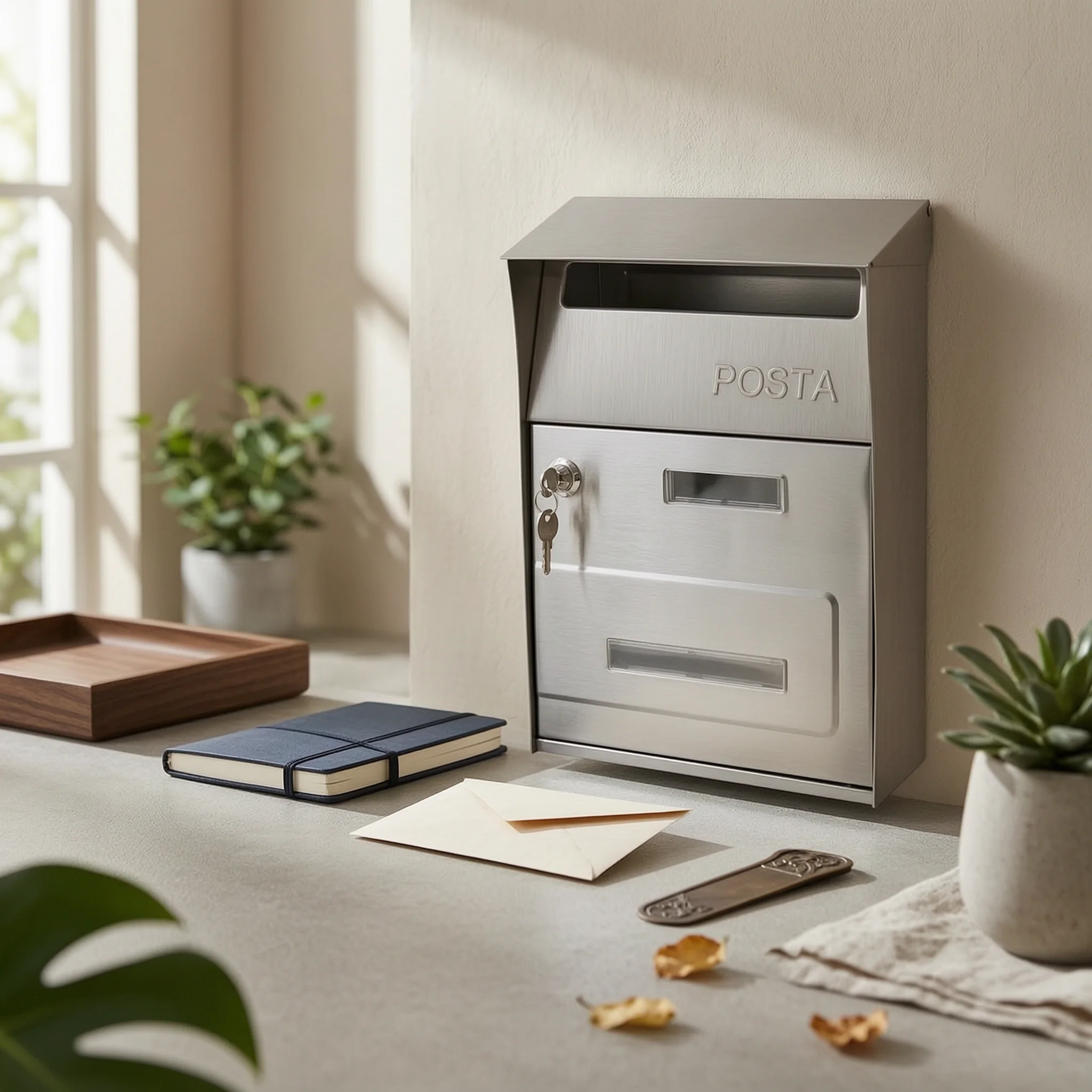 Wall-Mounted Mailbox with Lock Stainless Steel Wall-Mounted Mailbox Locking Letterbox Lockable Hardware Secure for Homeowners