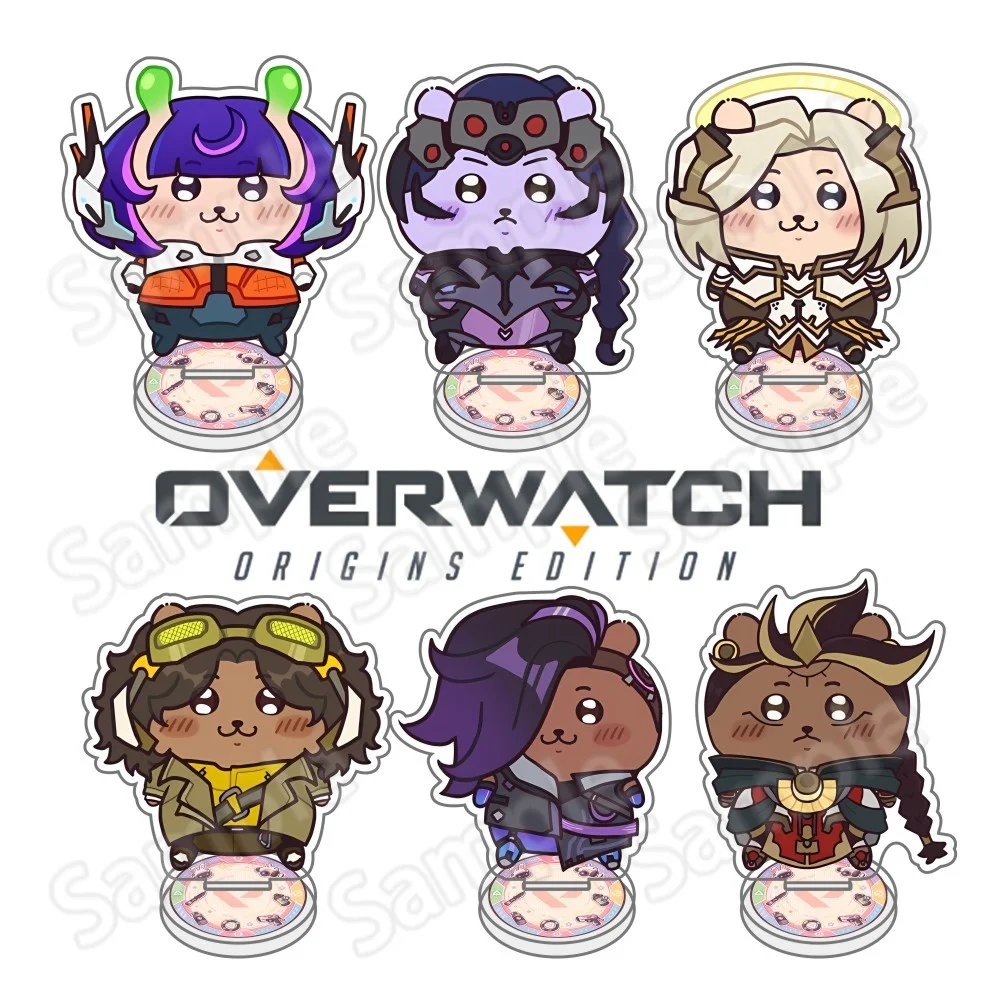 New Overwatch 2 10cm Acrylic Stand keychain Figures Zenyatta , McCree & D.Va Game Collectible Merchandise Desktop Decoration Fan