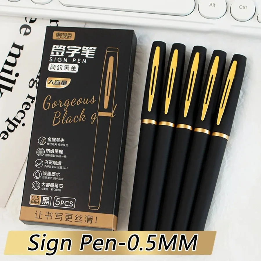 5 stks/pak Grote Capaciteit Gel Pen 0.5/0.7/1.0mm Tip Zwarte Inkt Handtekening Pen Schrijven Business Kantoorbenodigdheden School briefpapier