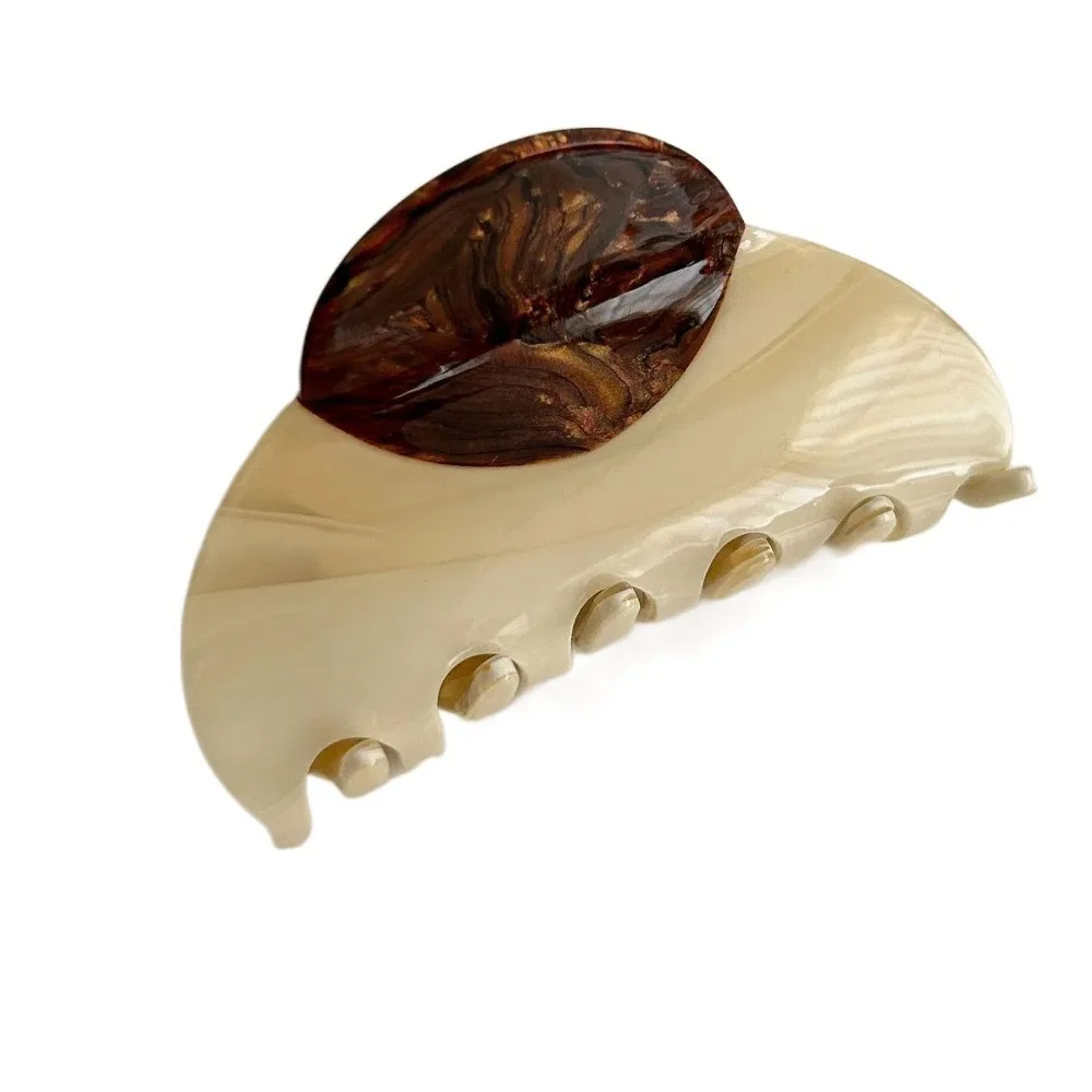 

Acrylic Half-circle Hair Claw Contrast Color High-end Acetic Acid Shark Clip Retro Korean Style Retro Hair Carb Clip Party