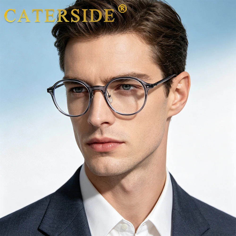 CATERSIDE Unisex Fashion Reading Glasses Tr-90 Oval Small Frame 1.56 Refractive Index Anti Blue Light Lens Prescription Glasses