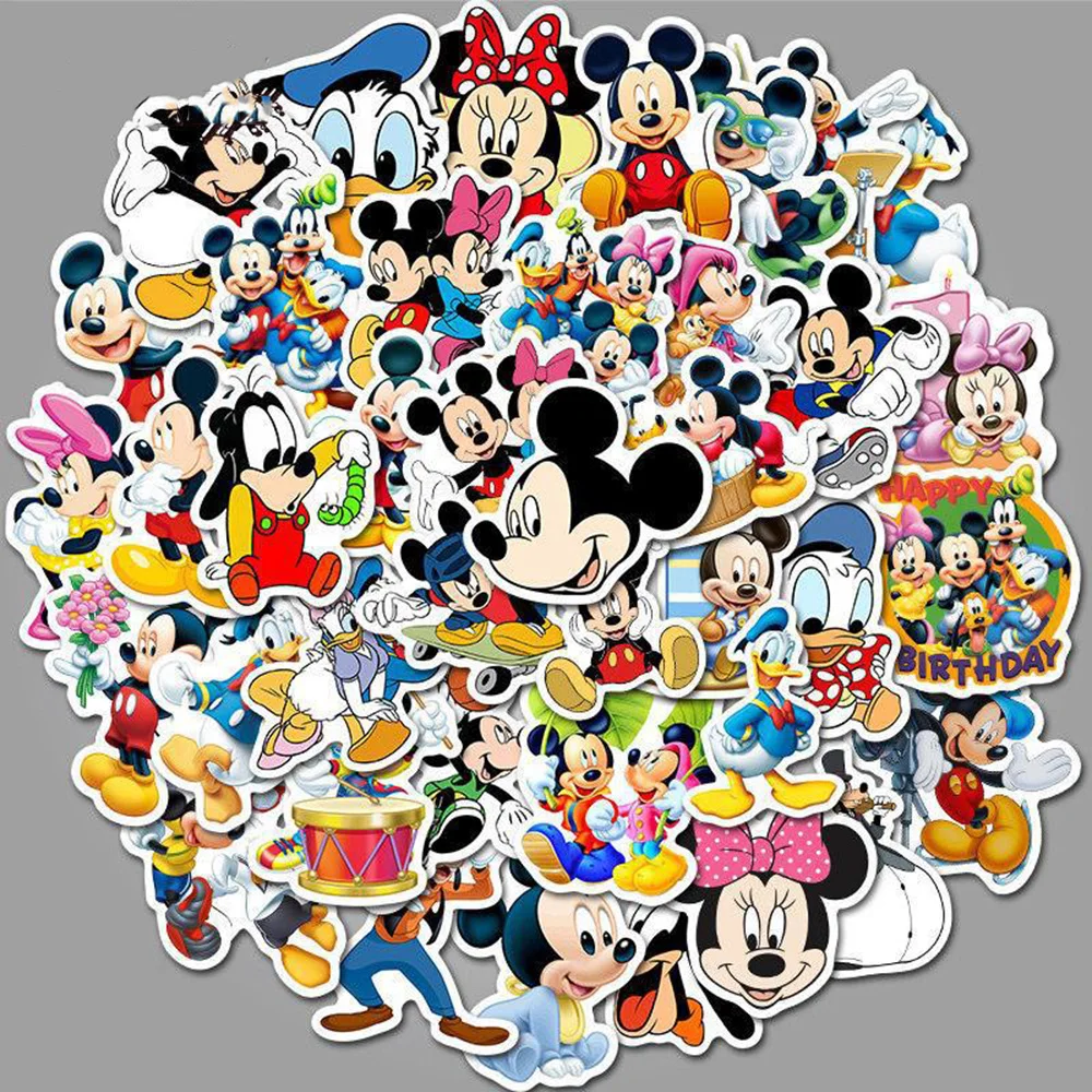 10/30/50Pcs Disney Mickey Cartoon Stickers Cute Mickey Mouse Waterproof Laptop Phone Cup Bike Skateboard Helmet Decals Toys