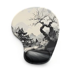 Building And Tree Ink Design Mouse Pad Wrist Ergonomic Soft Anti-Slip Wrist Rest Support Mat Computer Mouse Pad for Office PC