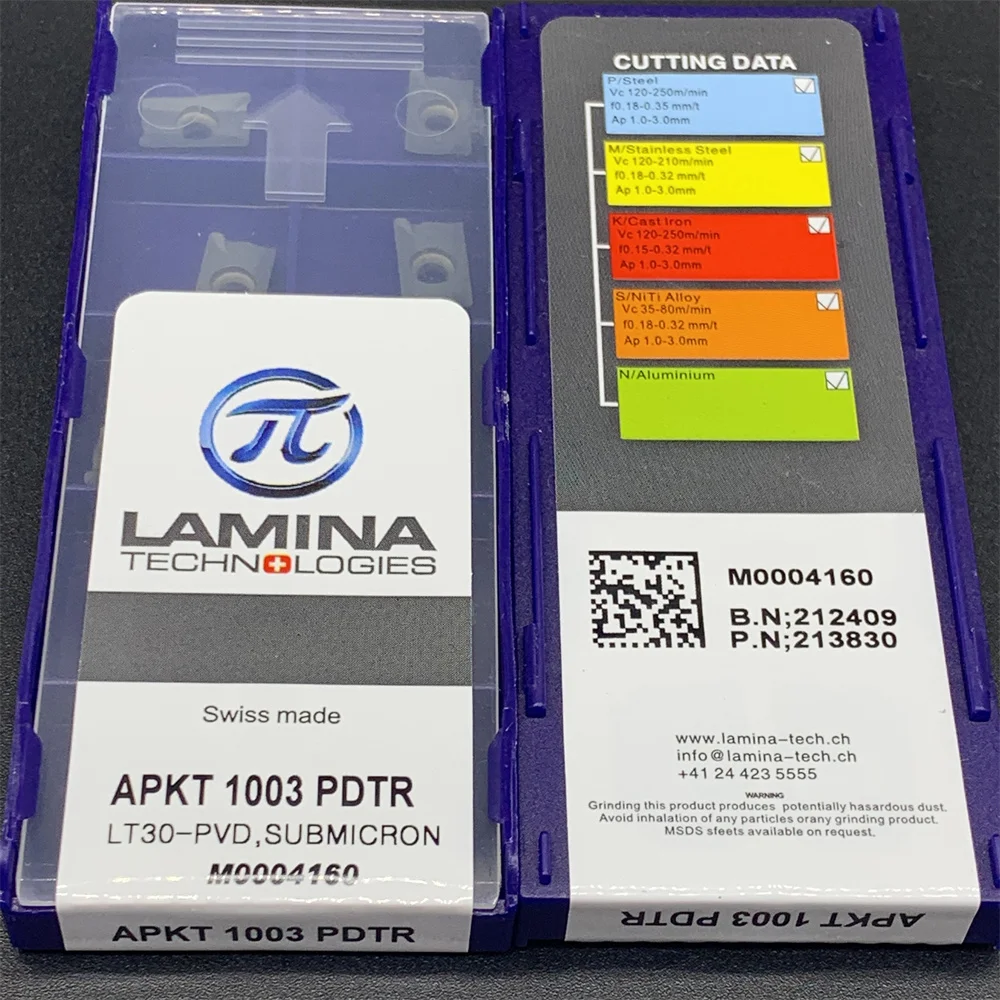 10PCS LAMINA APKT1003 PDTR LT30-PVD Milling Turning Tools Carbide inserts Lathe tools APKT 1003 high quality