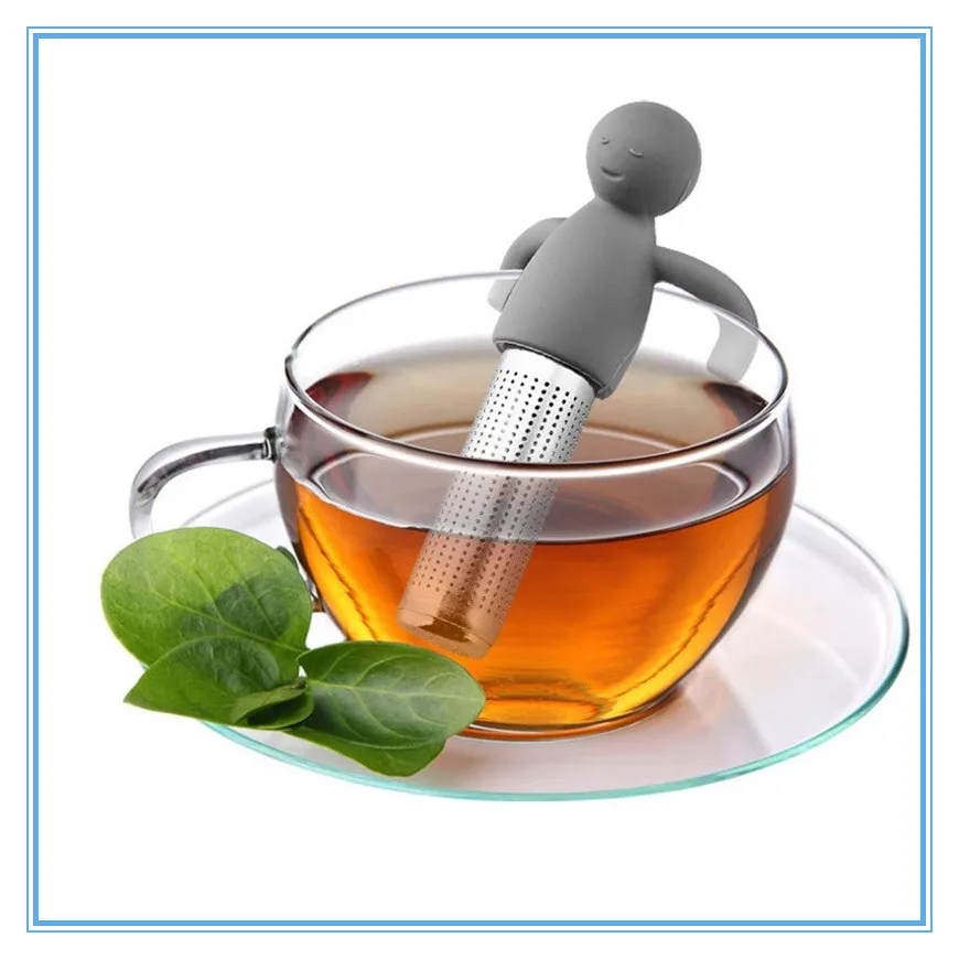 Creative Little Man Shape Silicone Stainless Steel Tea Infuser Strainer Sieve Leaf Filter Tea Infuser Silicone Accessories