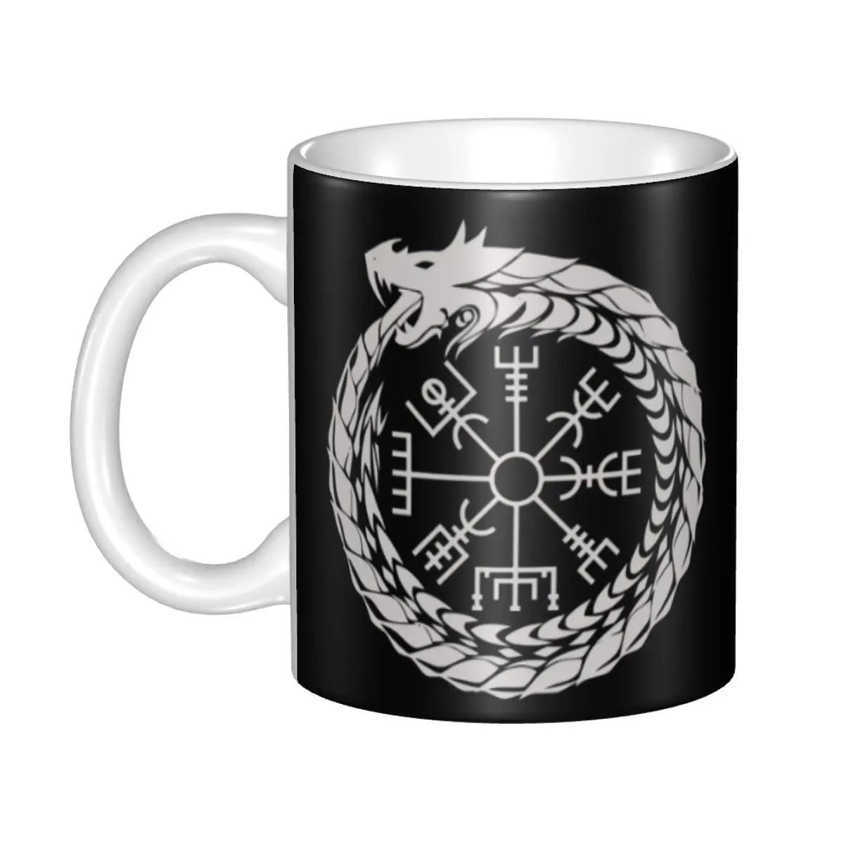 Custom Vegvisir Jormungandr World Serpent Mug DIY Norse Viking Compass Ceramic Milk Tea Coffee Cups