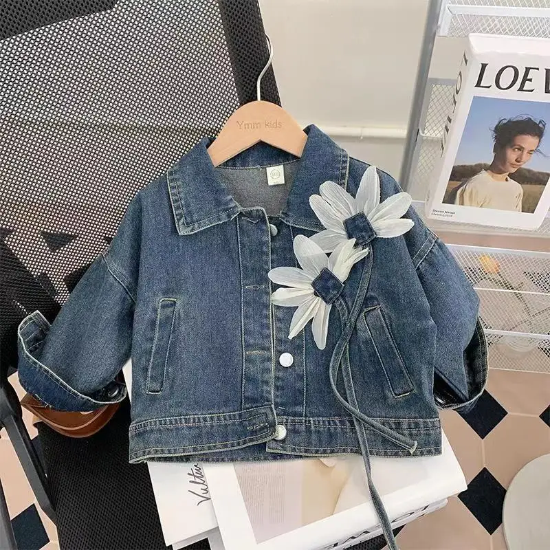 Girls Denim Coats Decoration Fashion Jacket For 2-7 Years Kids Outdoor Windbreaker  Kids Spring Autumn Jeans