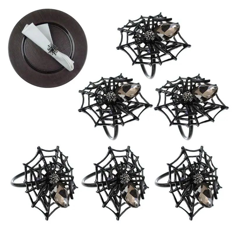 

Halloween Napkin Holder Rhinestones Napkin Ring Holders Spooky Napkin Rings Beautiful Dinner Table Rings Spider Web Napkin