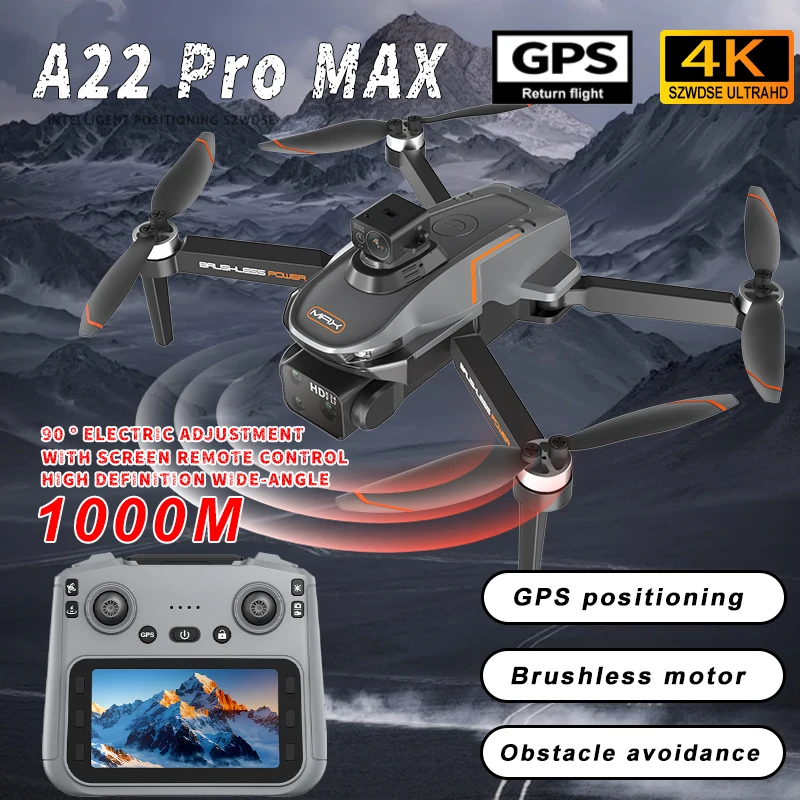 

Новый дрон A22 Pro MAX 2025 года с экраном, бесщеточный квадрокоптер с оптическим потоковым позиционированием и камерой, FPV, предотвращение препятствий для новичков