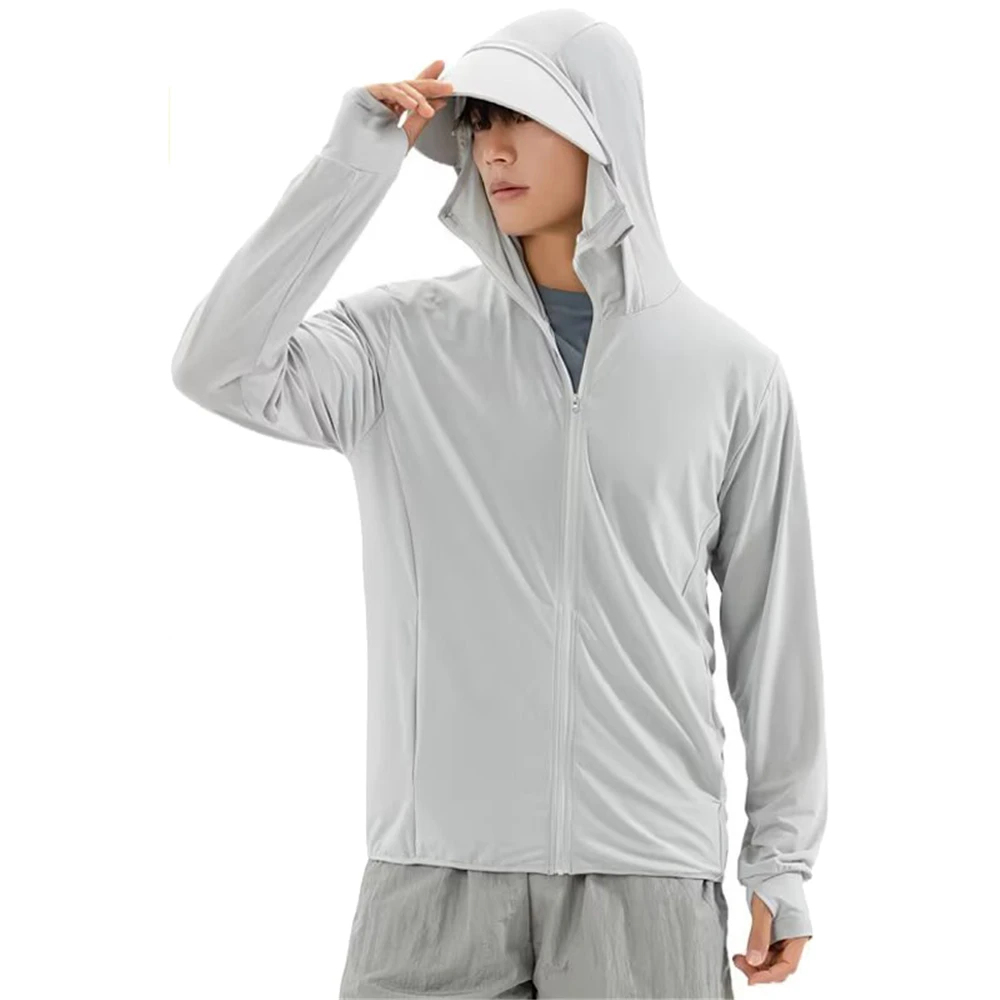 Mens Sun Hoodie Long Sleeve UPF 50 Sun Shirts Lightweight UV Protection Rash Guard Swim Hiking Fishing Shirt Sportswear Pullover