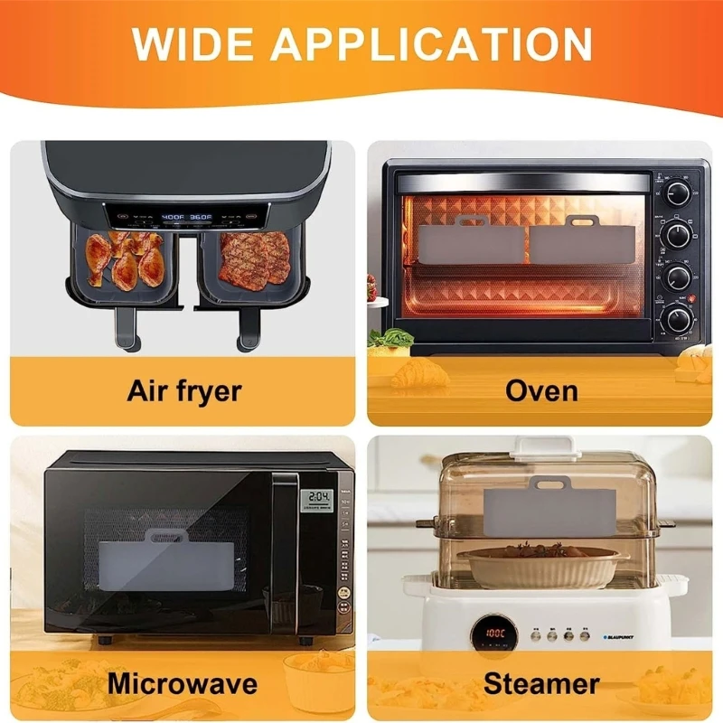 2pcs Silicone Basket Mold Air Fryer Oven Baking Tray Pizza Fried Chicken Basket Compatible for DZ201 6-in-1 8 Quart Air Fryer