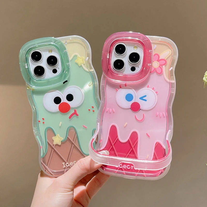 Cute Ice Cream Anti-collision, Anti Drop and Anti-fall Dual Stand Case for iPhone 15 13 12 11 14 Pro Max 13Pro XR XS Max X X XS