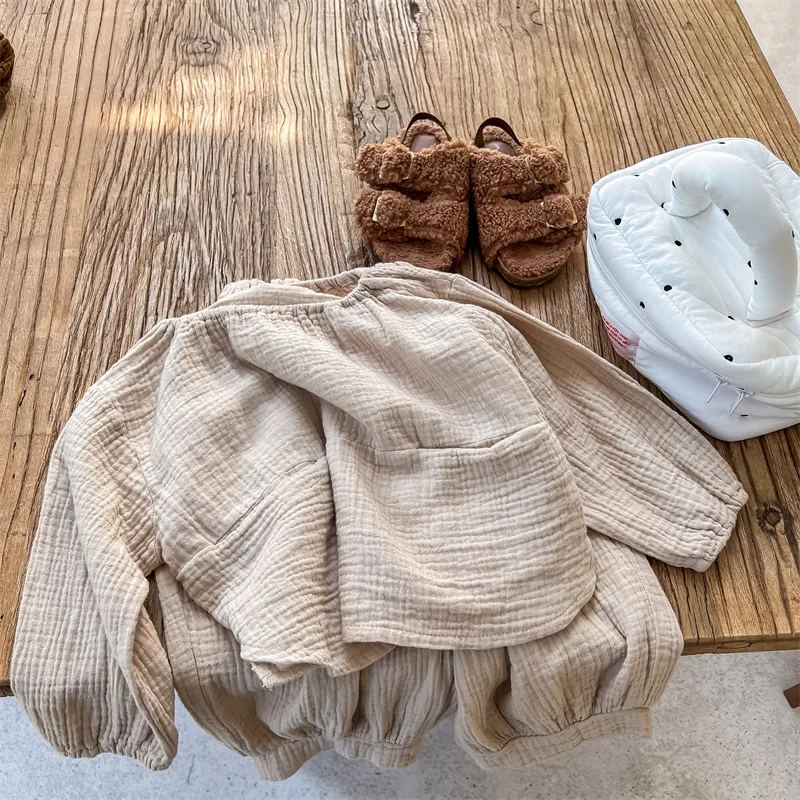 الغزلان جونمي 2025 الخريف طفل الفتيات منامة مجموعات قمصان السراويل 2 قطعة الكورية نمط بلون الصغار الاطفال لينة ملابس خاصة وتتسابق #1