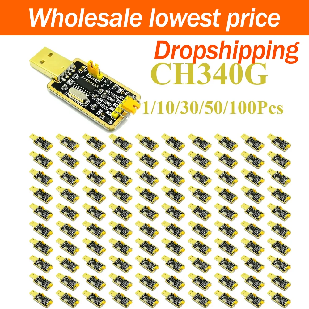 1~100Pcs Gold  CH340G RS232 To USB TTL Serial Converter Module Serial Port Upgrade Board TTL Flash Cable For Receiver Upgrading