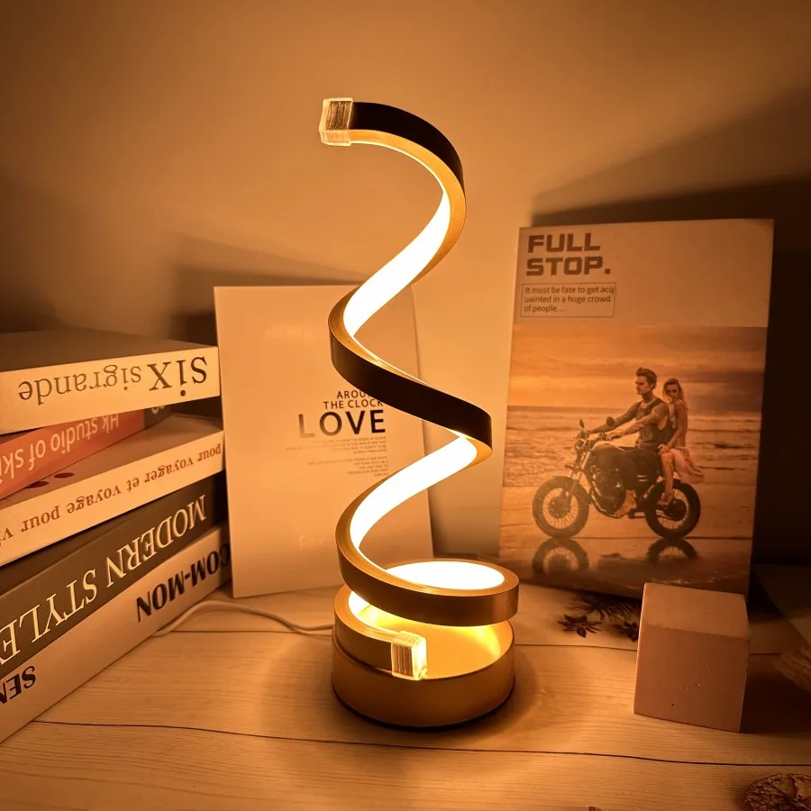 Creative Modern Gold S lamp USB three-color Dimming Living Room Desktop Decorative Lamp