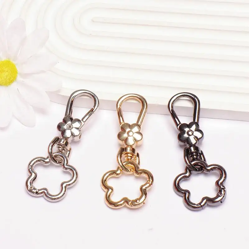 1Pcs Flower Spring Buckle Cute Keychain Purse Bag Charm Pendant Accessories For Women Purse Bag Decoration