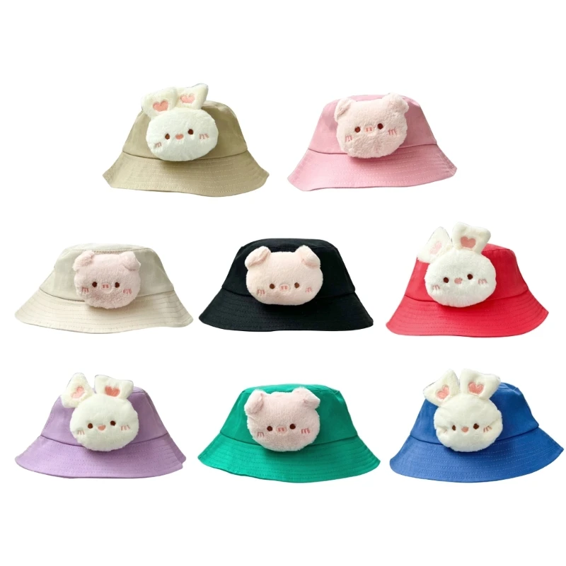 

Fisherman Hat for Infant Toddler Girl Big Brim Cap Basin Hat Cartoon Rabbit Hat