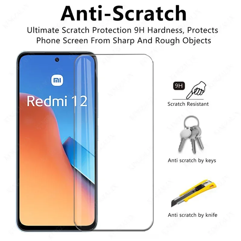 Tempered Glass for Xiaomi Redmi 12 12R 12C 12 5G 13C Full Coverage Protective Glass Screen Protector for Xiaomi Redmi 12 Glass