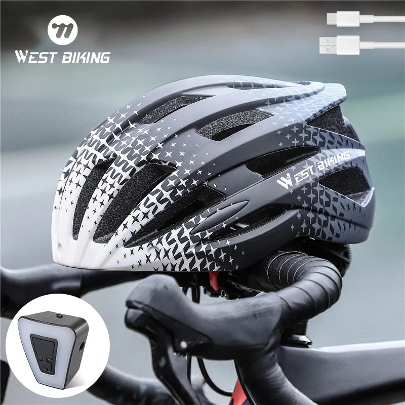 

WEST BIKING Bicycle Helmet with LED Tail Light Cycling Helmet Fit 56-61cm Lightweight Breathable Bike Helmets Accessories