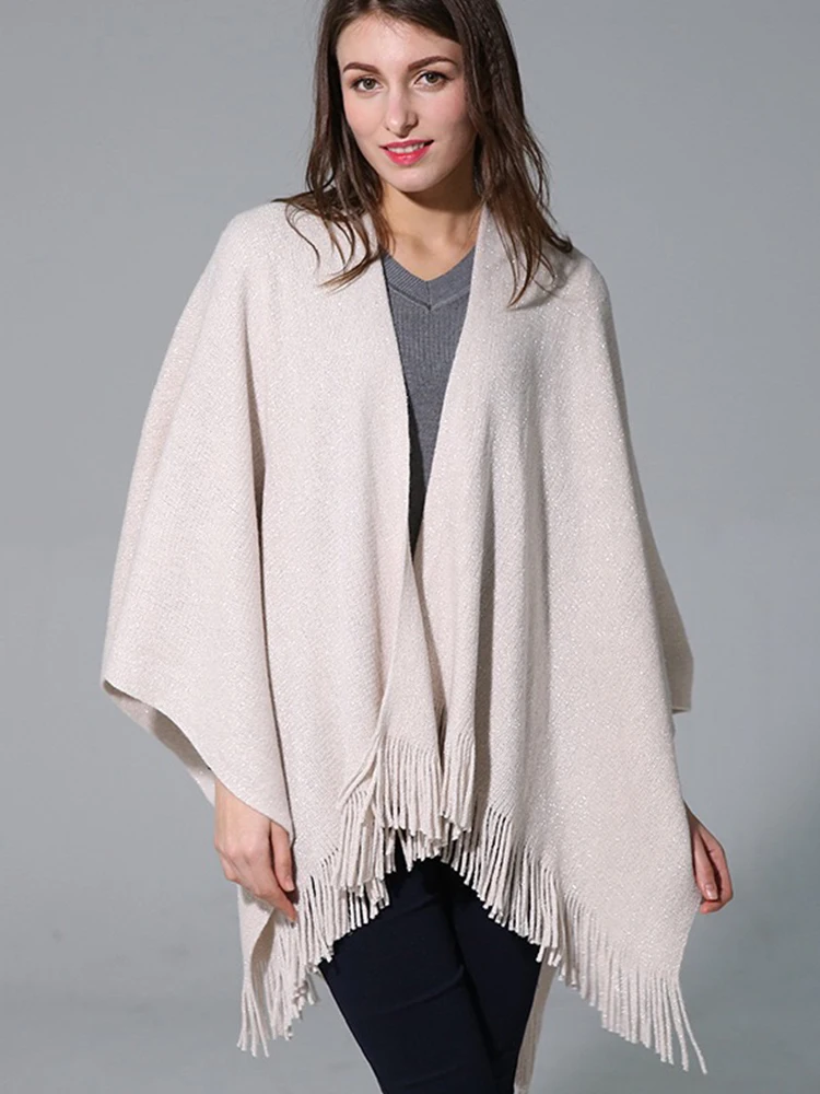 New Sparkly Bright Silk Autumn Winter Lady Warm Cashmere Women Scarf Poncho Fringed Wrap Blanket Capa Para Mujer Pashmina Shawls