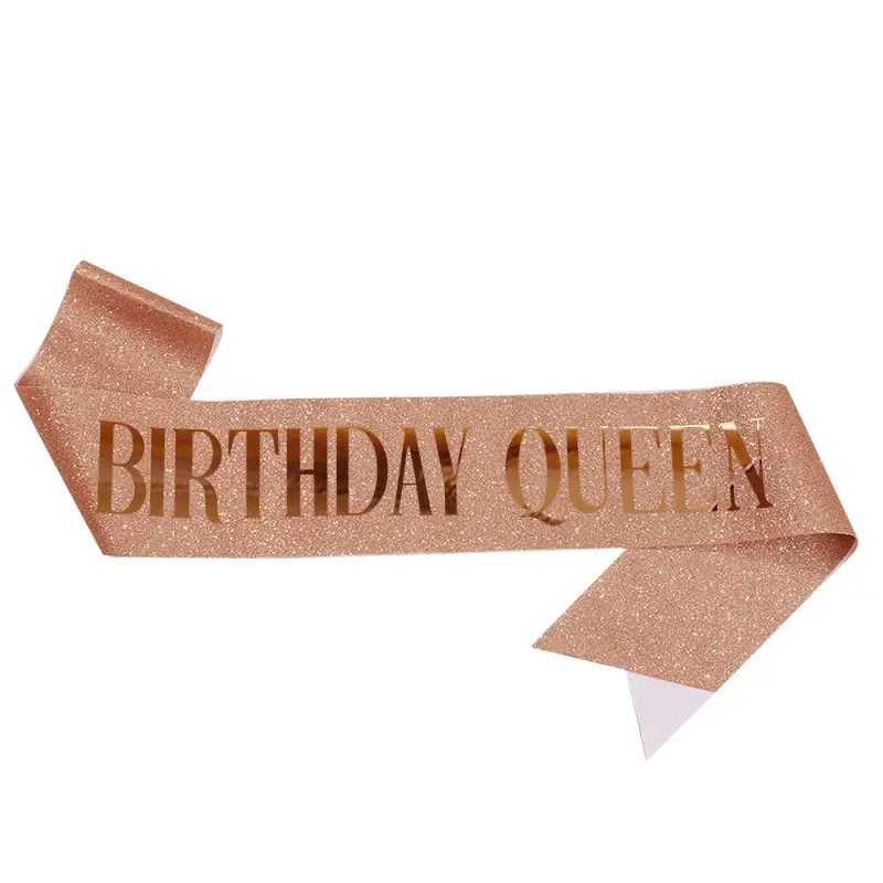 Birthday Queen Sash for Women Girl 20th 30th 40th 50th 60th Happy Birthday Party Decoration Supplies Glitter Satin Birthday Sash