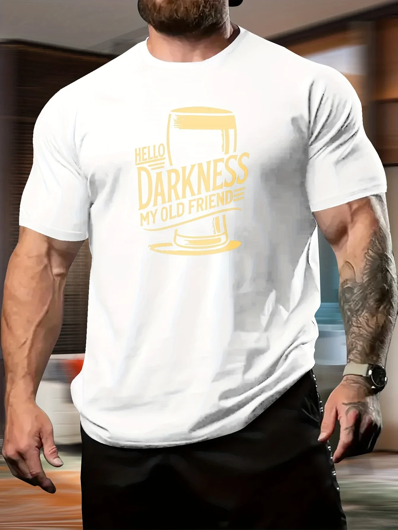 T-shirt à manches courtes pour hommes, 100% coton, tendance, imprimé créatif, décontracté, sport, col rond, été