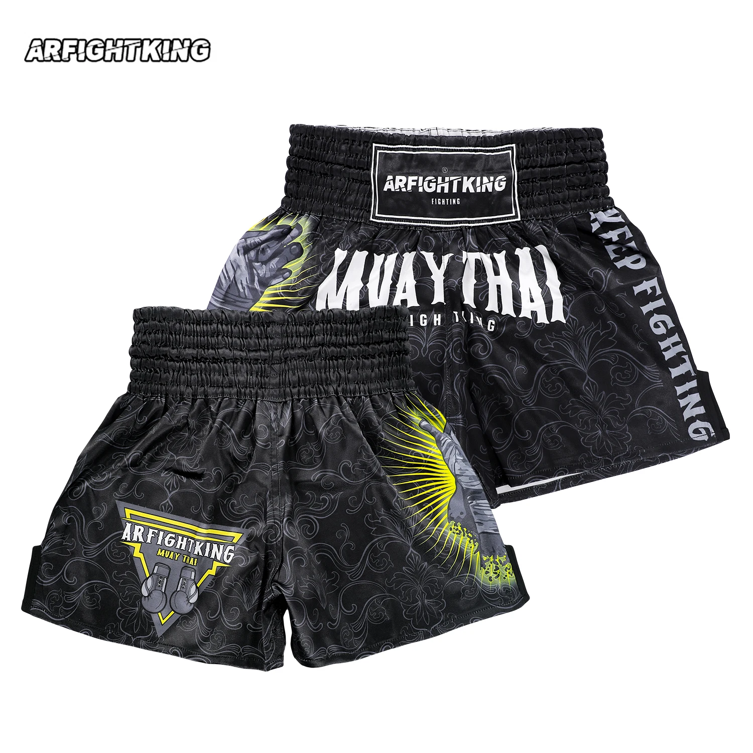 MMA fighting, fitness, Muay Thai, quick drying shorts, men's and women's mixed martial arts training, Sanda, black pants