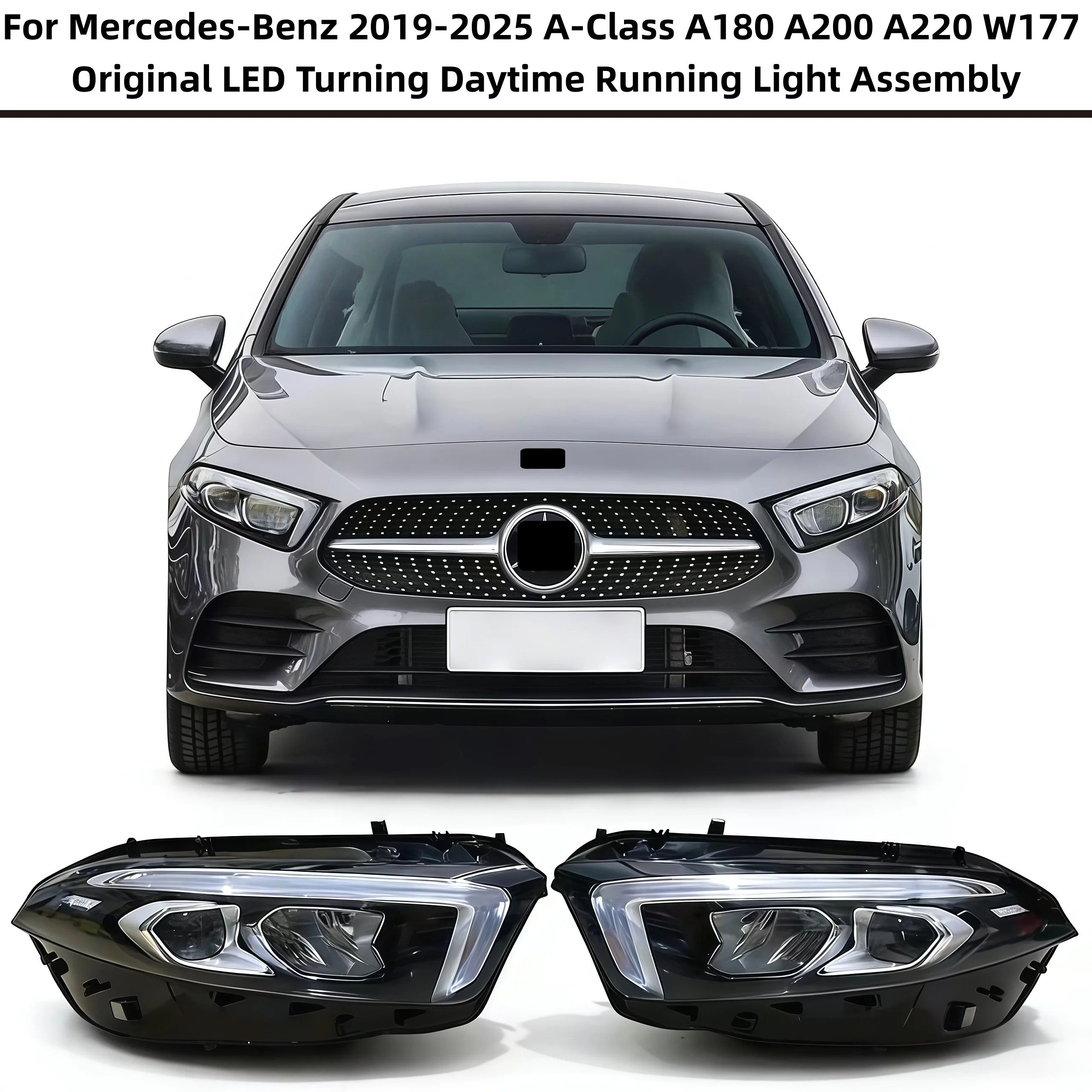 Для Mercedes-Benz 2019-2025 A-Class A180 A200 A220 W177 Оригинальный светодиодный модуль дневных ходовых огней с функцией поворотника