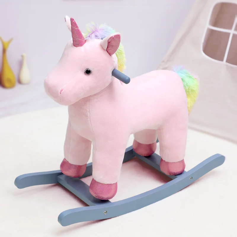 0-6 Years Baby Rocking Horse Dual Use Rocking Chair Toy Children Rocking Horse Ride On Toys Shake A Plush Unicorn Toy