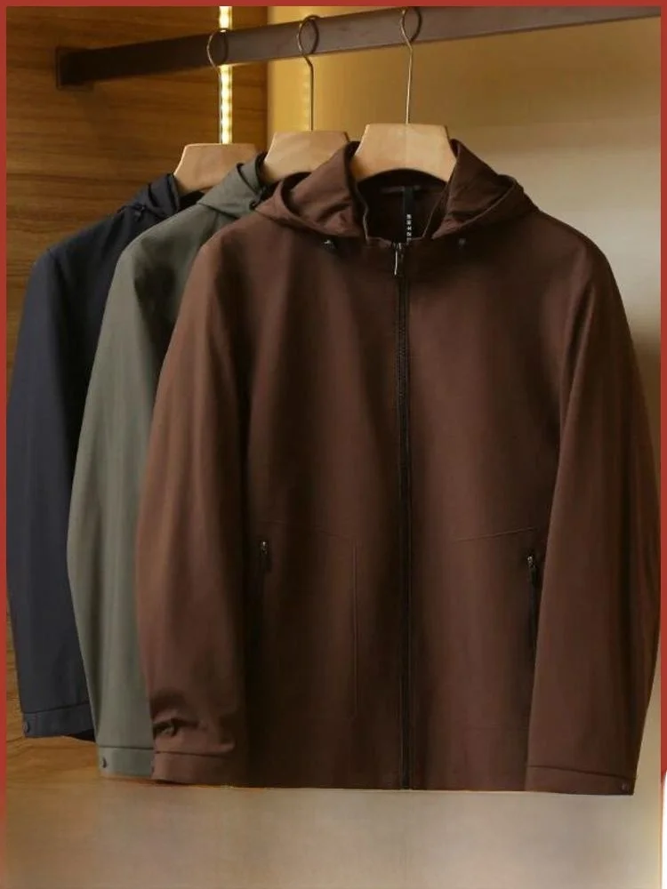 

Busin Series Windproof Water-resistant Men's Casual Jaet Removable Hood Adstrative Outerwear Trendy