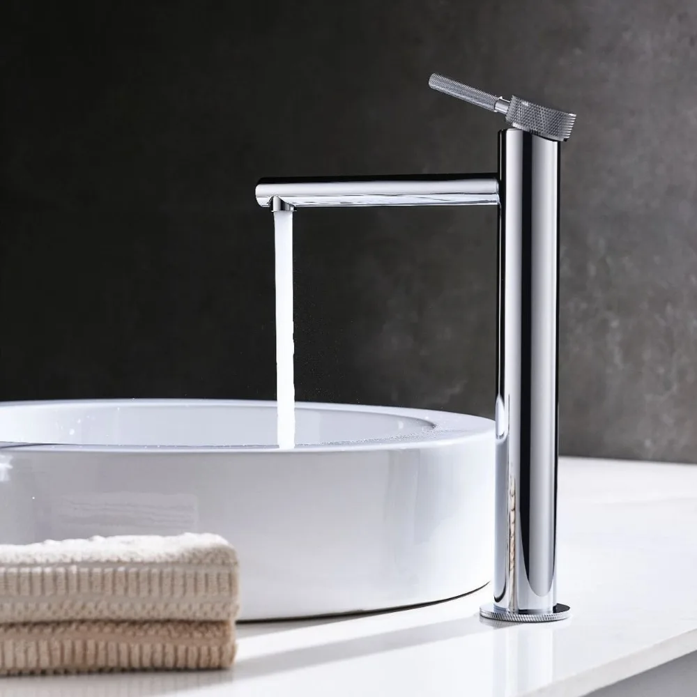

Chrome Bathroom Sink Faucet Tall Spout Basin Faucet