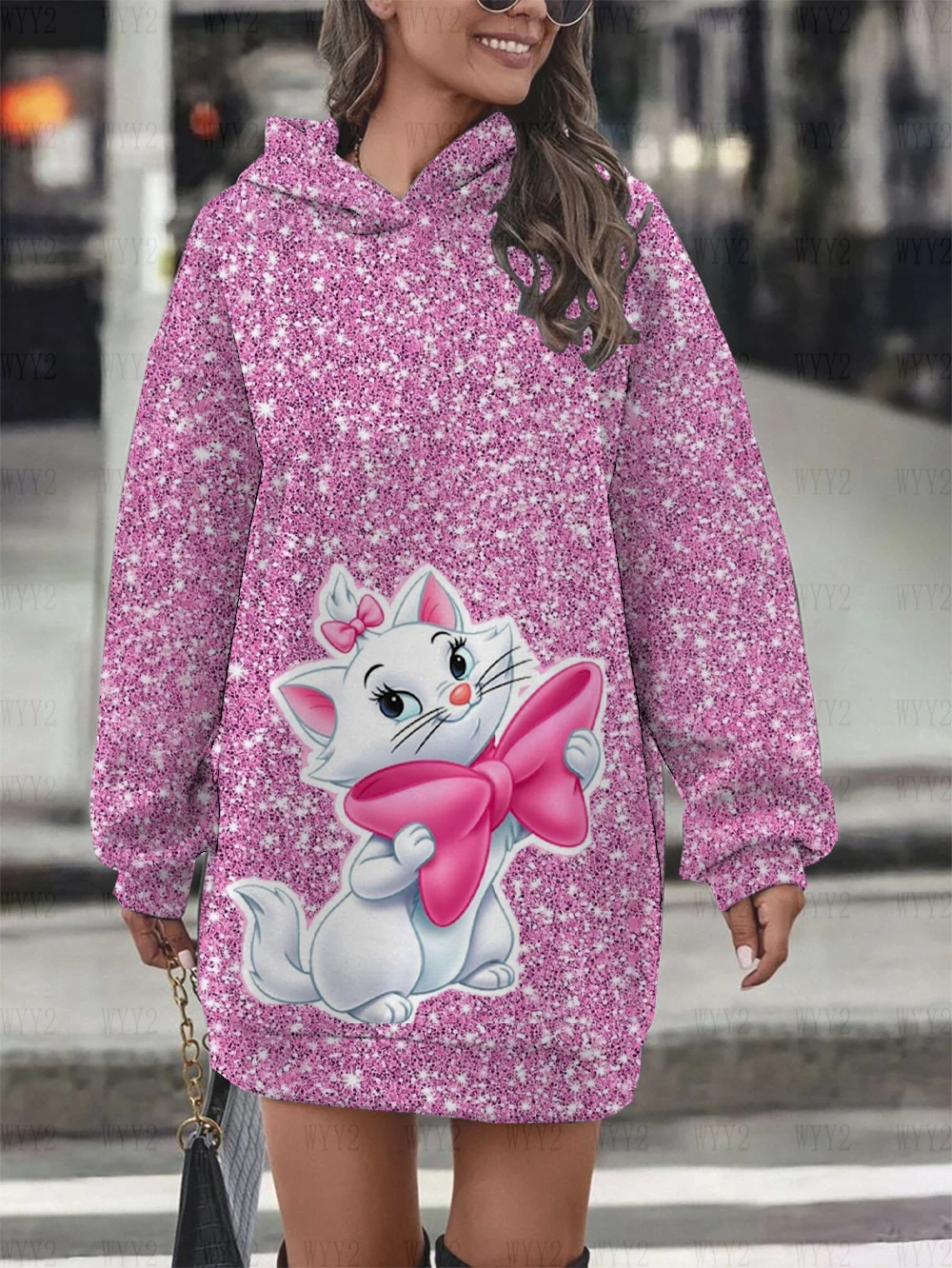 جديد ديزني عيد الميلاد ماري القط البلوز هوديي اللباس البلوز المطبوعة أزياء الشارع نمط قميص رياضي الملابس النسائية #2