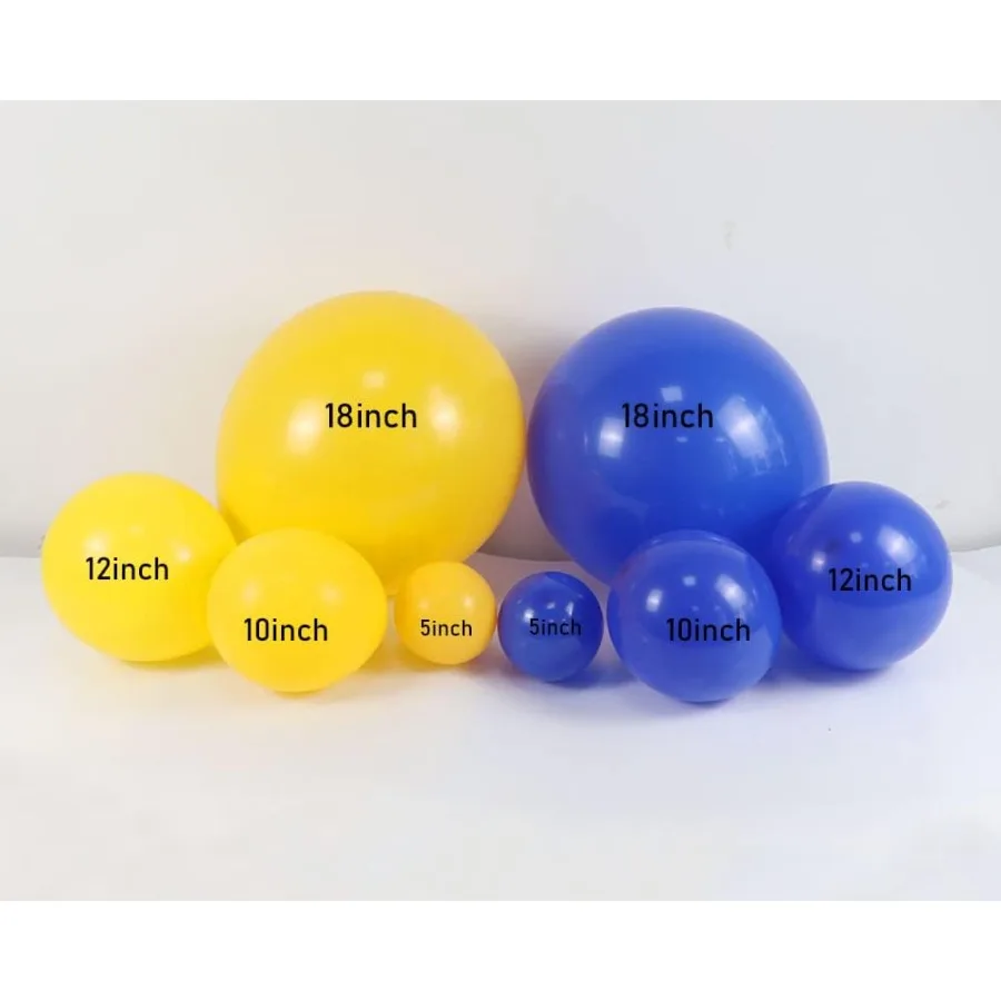 مجموعة قوس البالونات باللونين الأزرق والأصفر 134 قطعة بالونات باللونين الأزرق الملكي والأصفر الليموني جارلاند للأولاد أوه استحمام الطفل دش الزفاف Ge