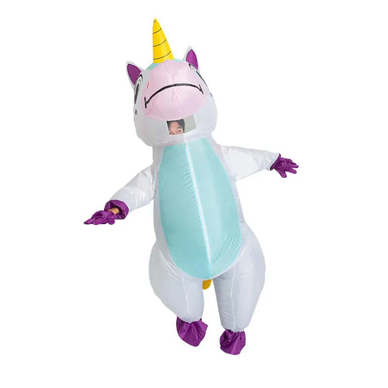 anime Inflatable Unicorn Costume Pink Full Body Unicorn Cosplay Costumes with Blower Funny Party Halloween Costume for Adult