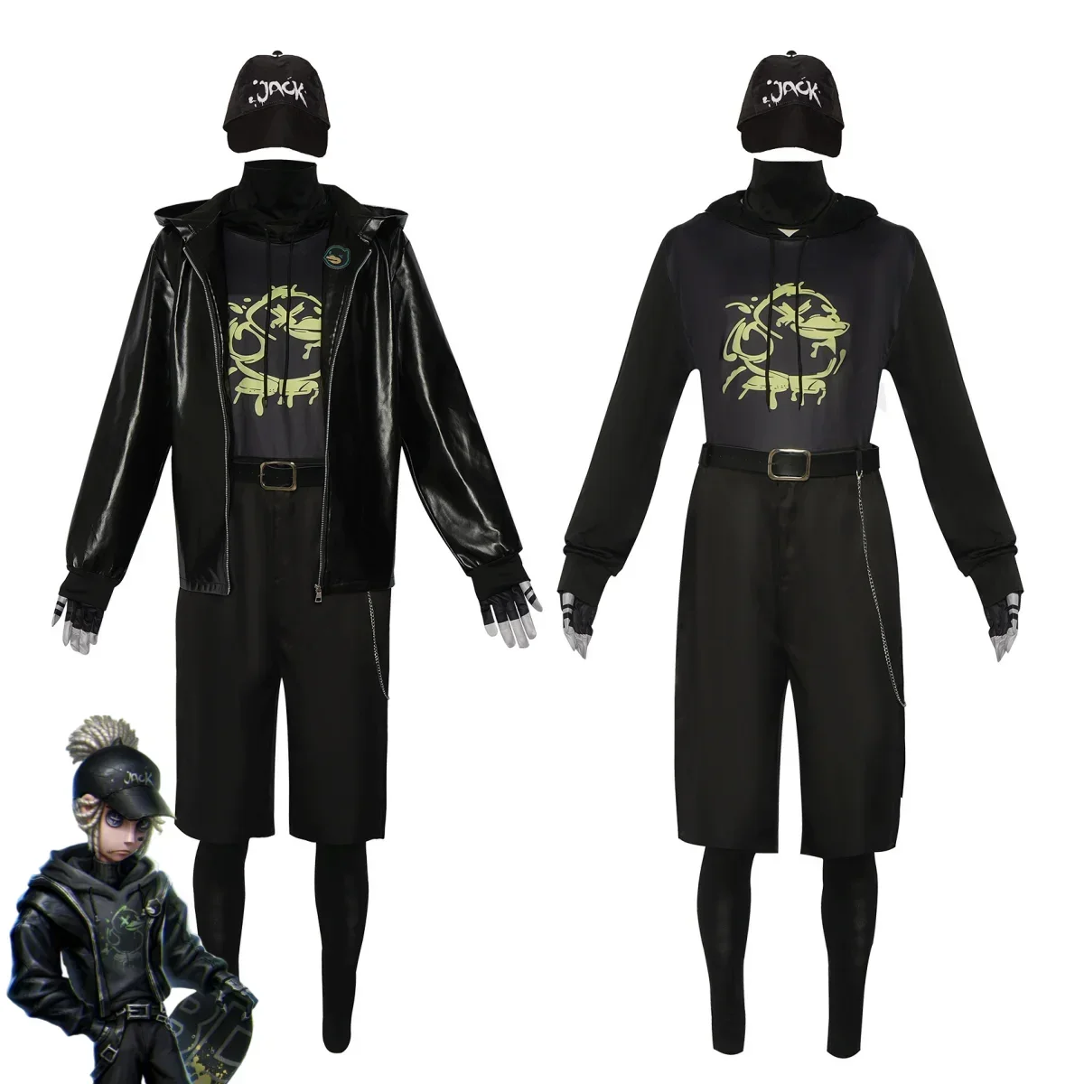 Costume de jeu Naib Subedar Mercsuppcosplay pour homme, manteau en PU à capuche noir, perruque de vêtements de sport, fête d'Halloween, B.Duck