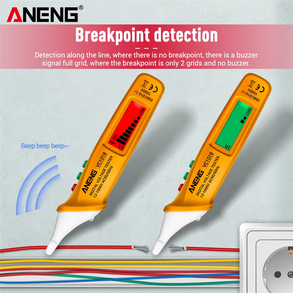 VC1018 Non-contact Electric Tools Sensor Tester Pen Smart Ac Voltmeter 1000v Voltmeter Meter Buzzer Detector Power Tools ANENG