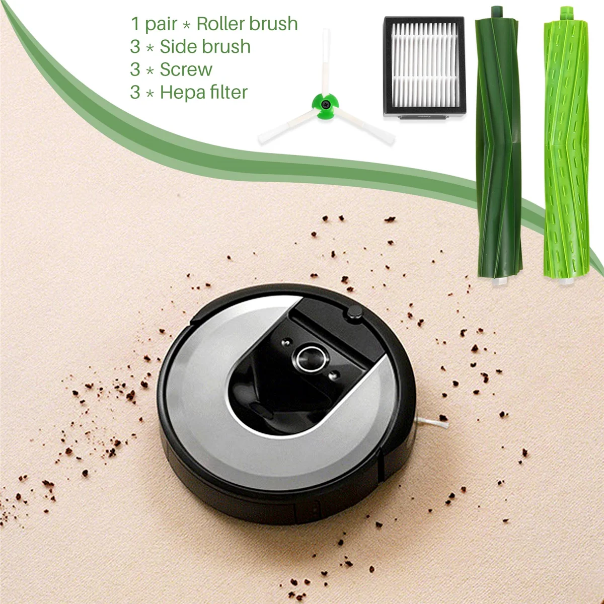 Replacement Brushes and Filter Kit for IRobot Roomba Series E5 E6 I7 I7+ Vacuum Cleaner Parts