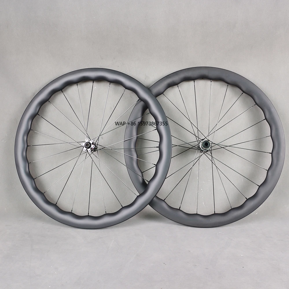 

Full Carbon Road Disc Carbon Wheels Bike Wave Rims Wheelset Bicycle Carbon Fiber Wheel-6bolt Tubeless Rim D411/D412 Hubs LC4550G