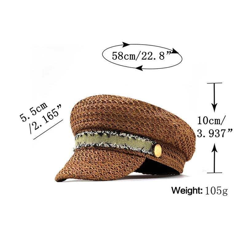 Simple Women Summer Visor Straw Hat Version Fine Art Retro Beach Visor Hat Beret Female Bonnet Caps Girl Mesh military cap