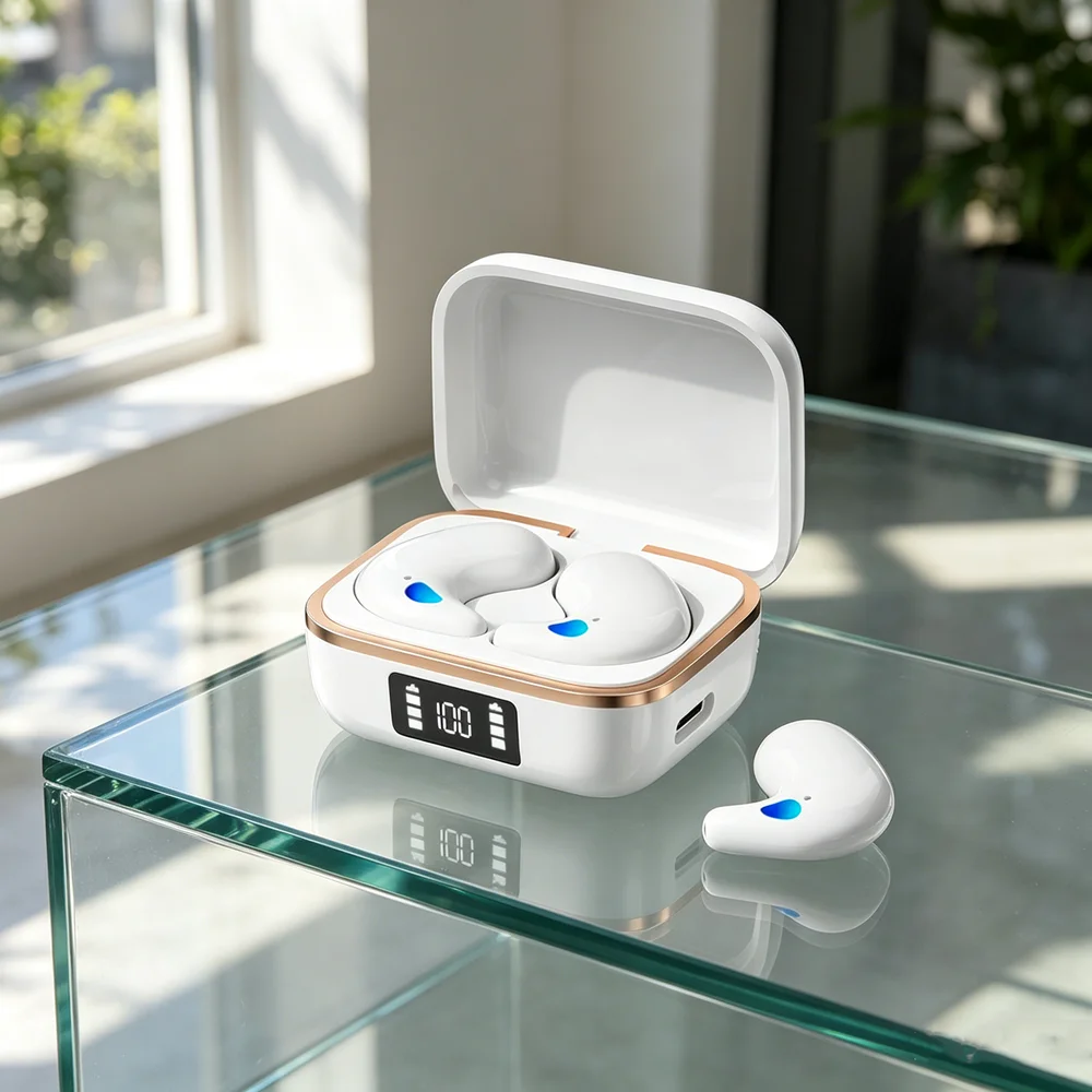 Écouteurs sans fil miniatures pour le sommeil, oreillettes Bluetooth TWS stéréo discrètes avec micro pour appels HD et sport