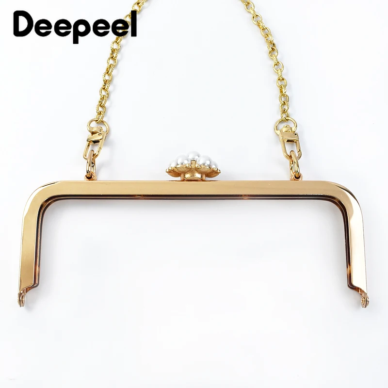 1/2/3/5Pcs Metal Bag Handle Pearl Kiss Clasp Purse Frame Women Handbag Wallet Handles Sewing Brackets DIY Hardware Accessories