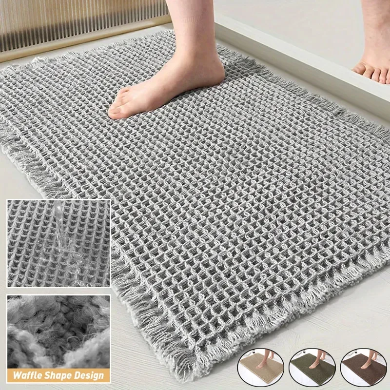 

Super Soft Waffle Bath Mat Machine Washable Bathroom Rug Non-Slip Super Absorbent Soft Shower Mat for Bathroom Tub and Shower