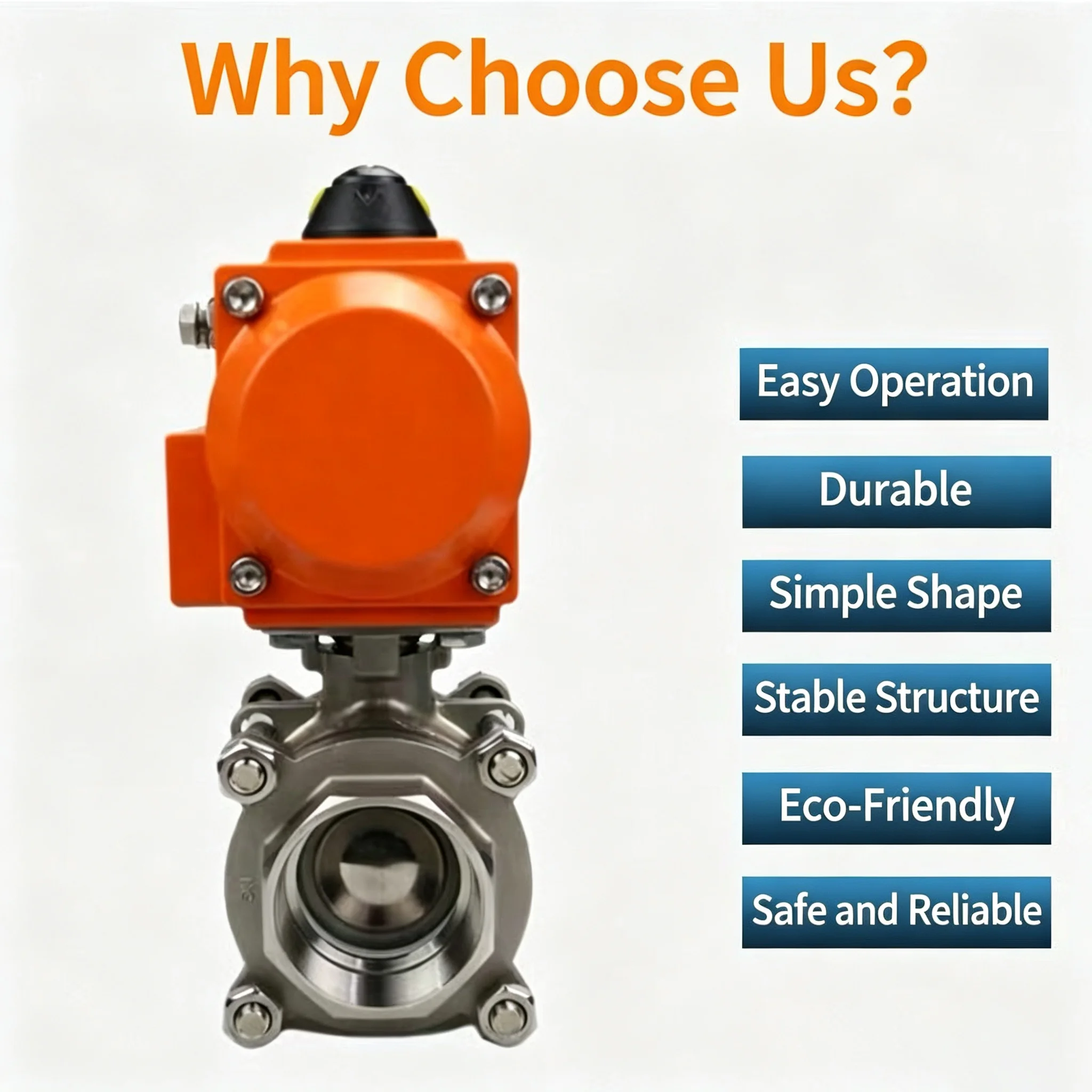 304 Double Acting Cylinder DN8 DN10 DN15 DN20 DN25 DN32 DN40 DN50 Three Piece Pneumatic Ball Valve With High Platform