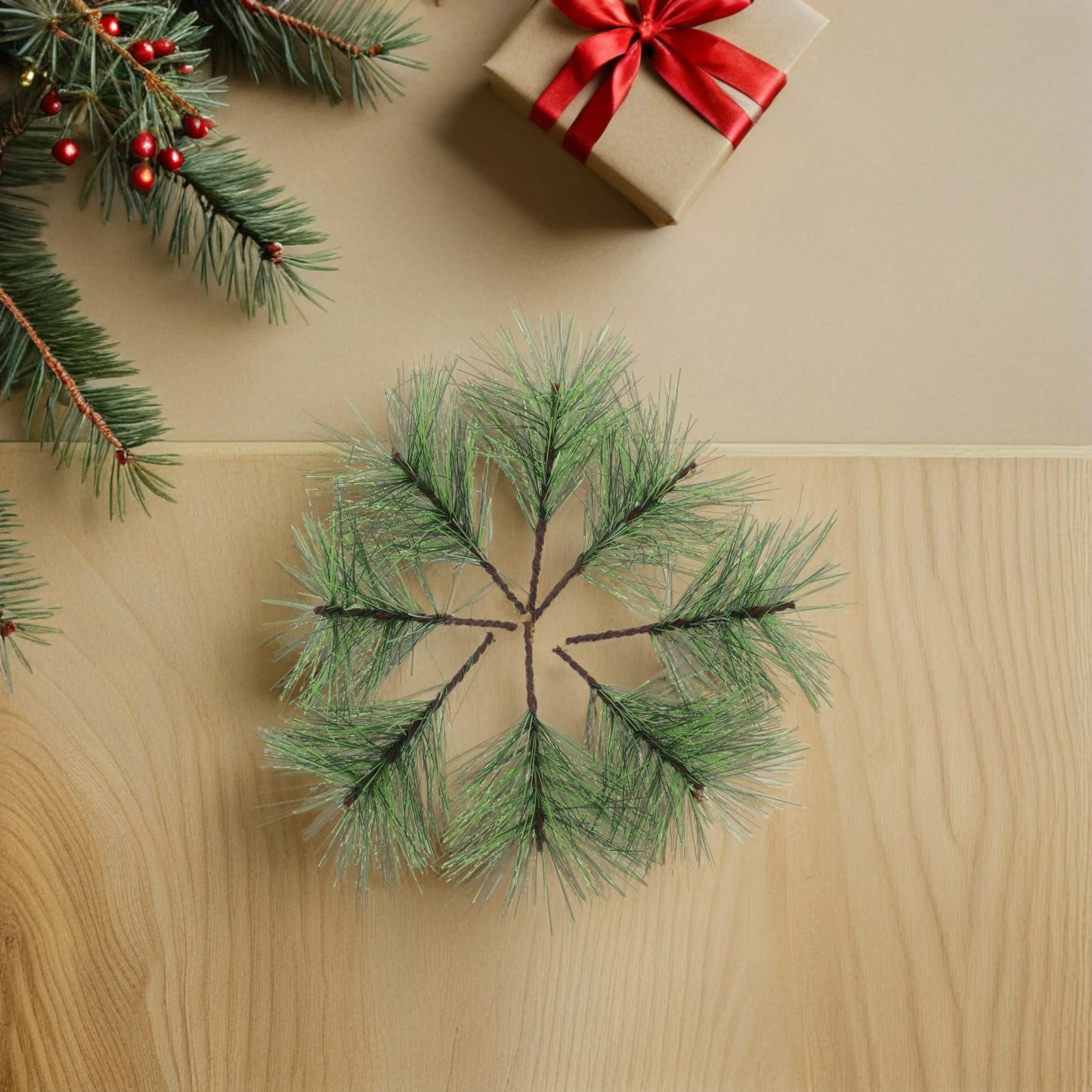 

60Pcs Artificial Pine Needle Realistic Green Pine Branches Christmas Faux Cedar Stems for Wreath Garland Holiday Decorations