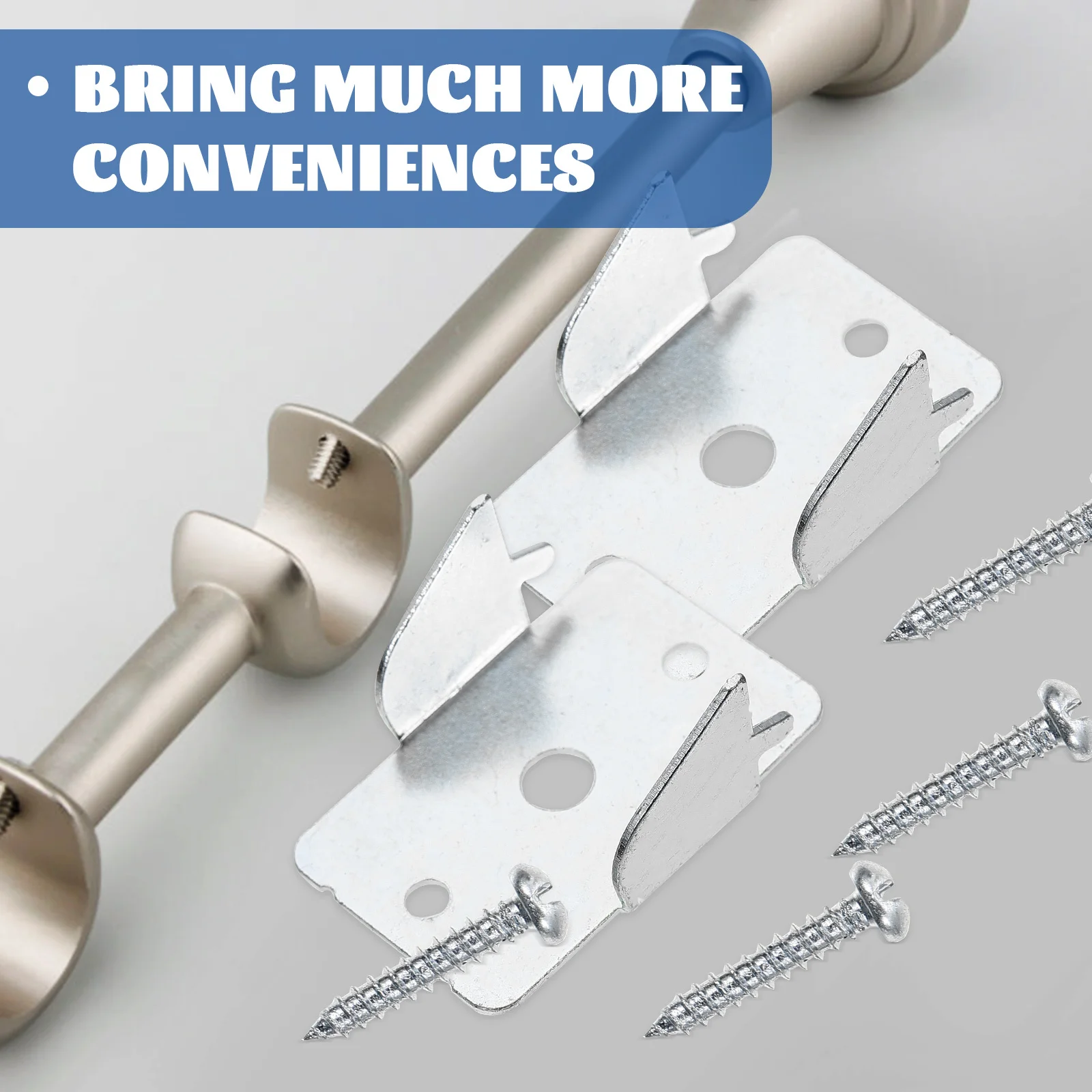 

2Sets Curtain Rod Brackets Metal Heavy Duty Strong Bearing Capacity for Home Office Window Curtain Mounting Accessories