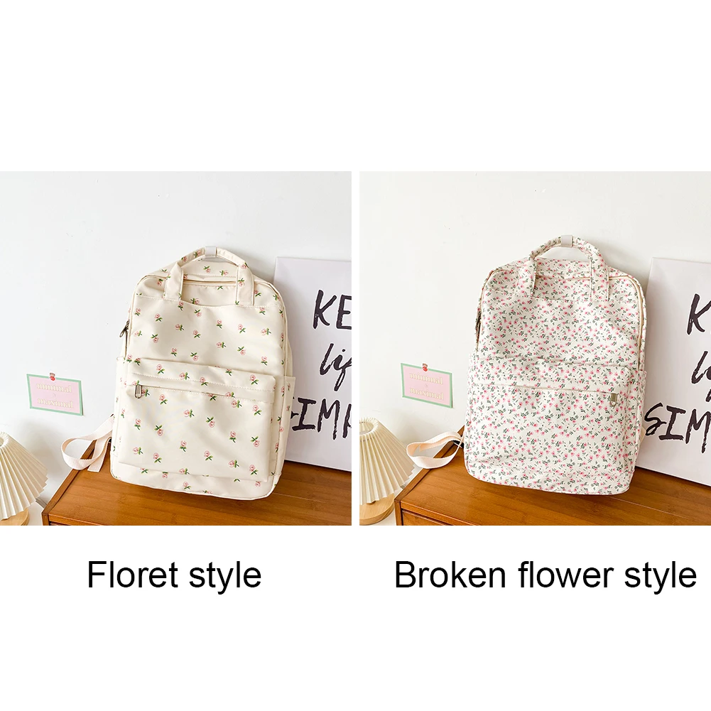 Zaino da viaggio per laptop da donna Zaino floreale casual in tela di grande capacità con tracolla regolabile Borsa per ragazza adolescente