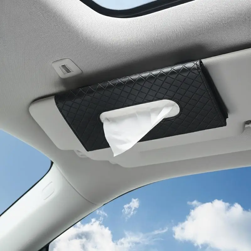 textureCar Sun Visor Tissue Organizer 2 in 1 Design Refillable Napkin Holder Backseat Tissue Case for Passenger Comfort