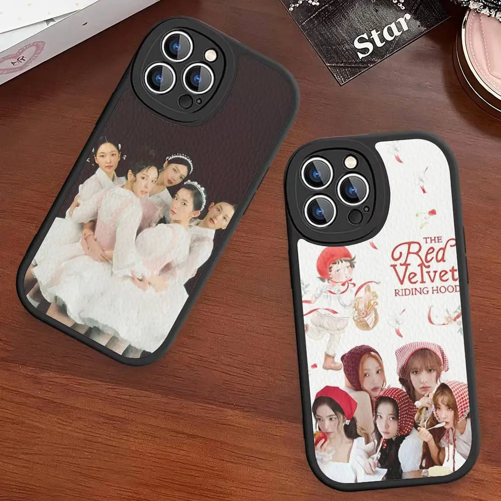 

Famous Singer Kpop R-Red V-Velvet Leather Phone Case For IPhone 15 14 13 Pro Max 12 11 16 Plus Phone Cover