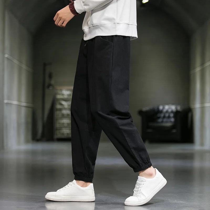 Chinese Style Spring Autumn Loose Casual Baggy Pants Loose Plus Size Linen Harem Pants Men Clothing Harajuku Trousers